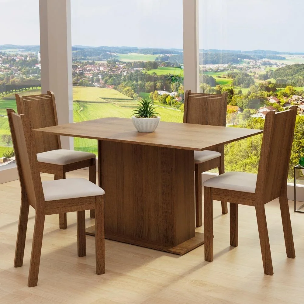 Conjunto Sala de Jantar Luana Mesa 4 Cadeiras Madesa