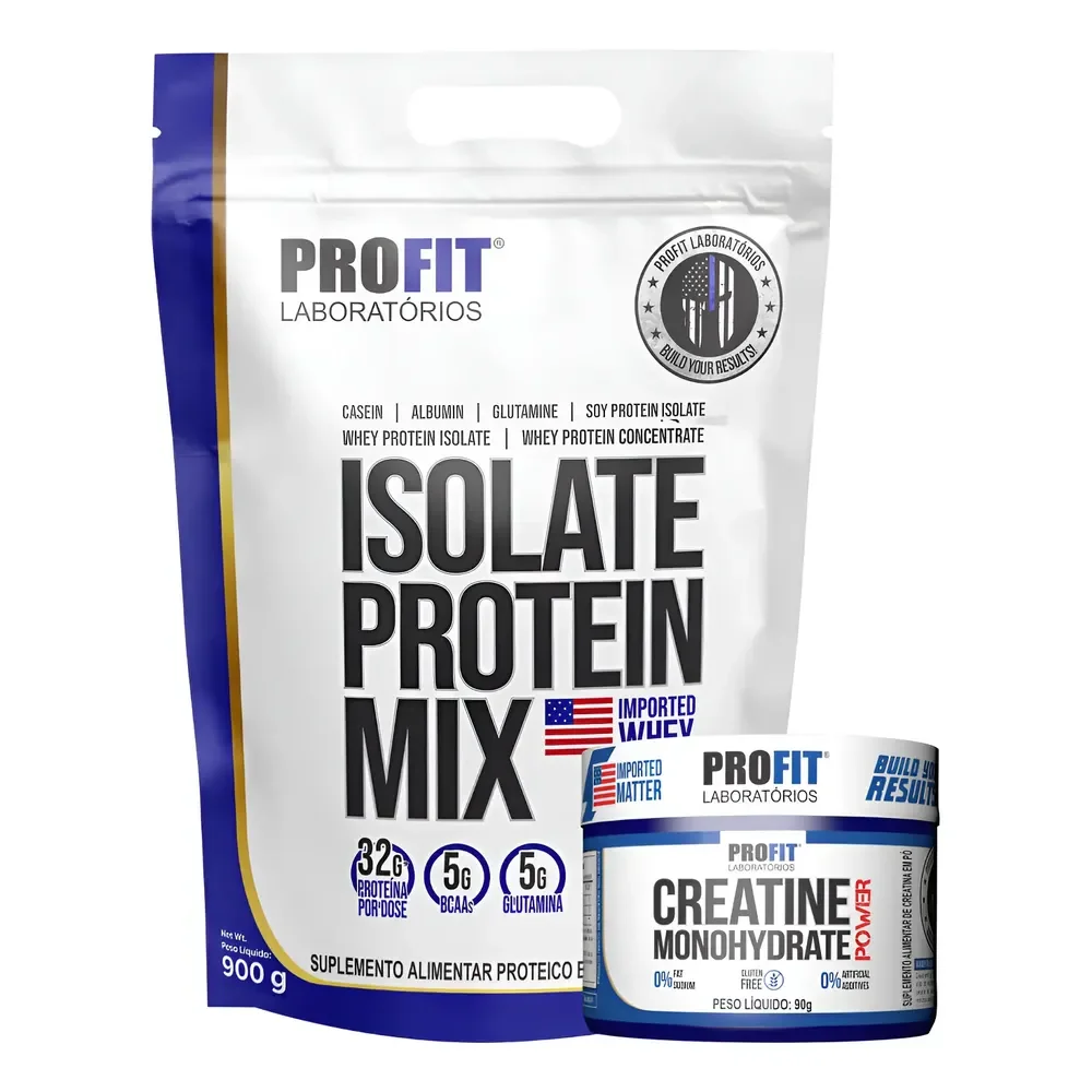 Kit com Whey Protein Isolate Protein Mix + Creatina 90g Profit