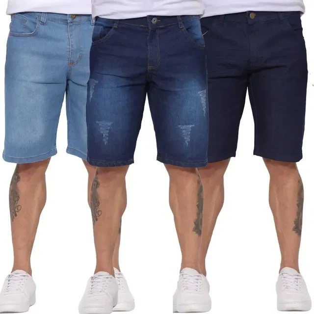 Kit com 3 Bermudas Jeans Plus