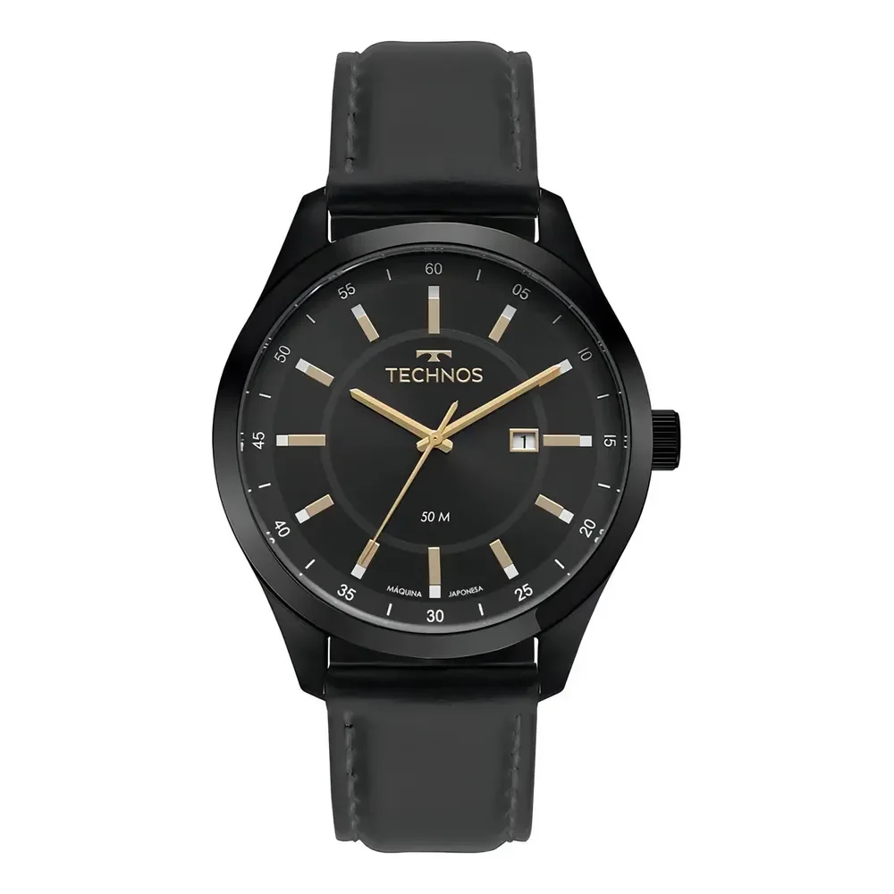 Relógio Technos 2115NAX/0P Masculino Pulseira Couro Preto 50m