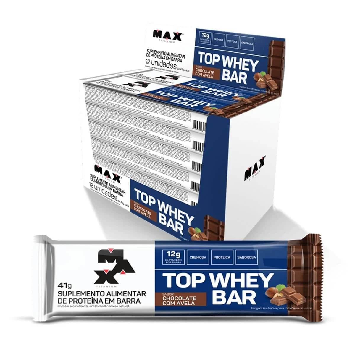 Top Whey Bar 12 Unidades Max Titanium 41G