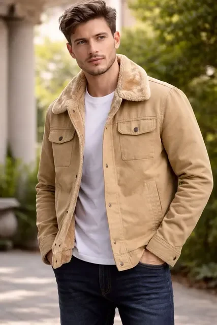 ⚫️ Jaqueta Bomber De Sarja Forrada Slim Fit