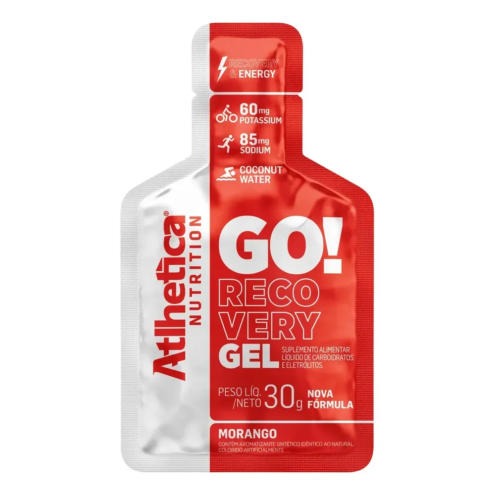 Pack com 10 Sachês Energy Now Gel Atlhetica Nutrition GO! 30g Morango