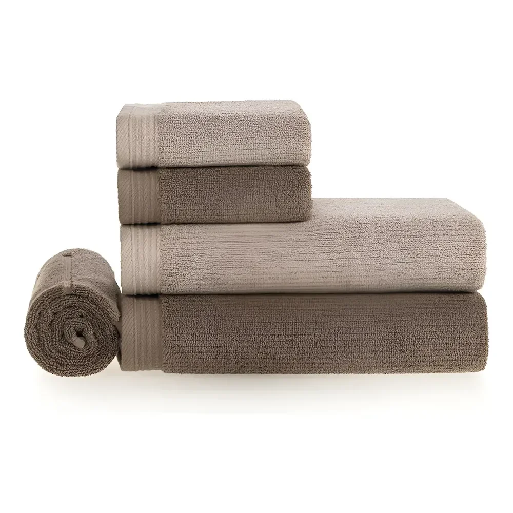 Kit Jogo Toalhas Karsten 5 Banhão Rosto Piso Imperial Cor Lunar/gris Liso