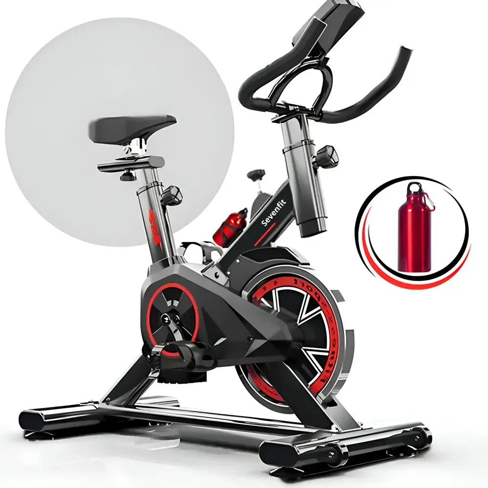 Bicicleta Ergométrica Fitness Para Cardio E Musculação Com Base Cor Preto E Vermelho 6kg Inercia