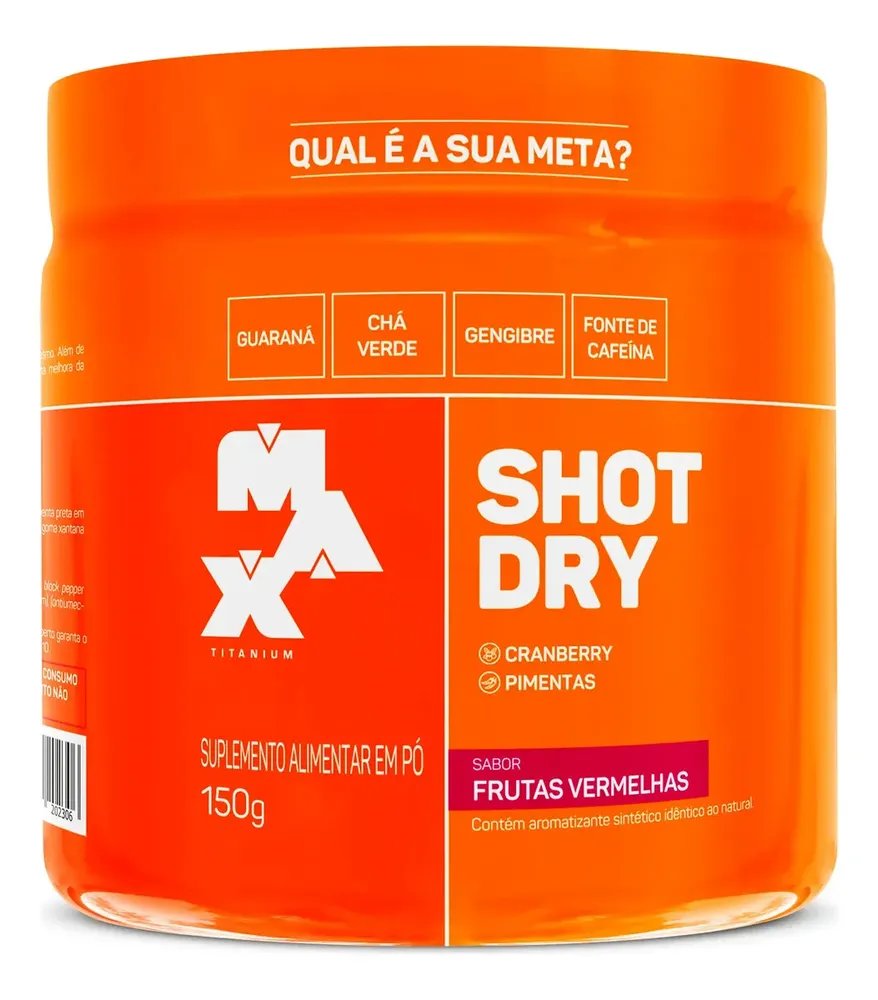 Termogenico Shot Dry 150g Pre Treino Max Titanium Sabor Frutas Vermelhas