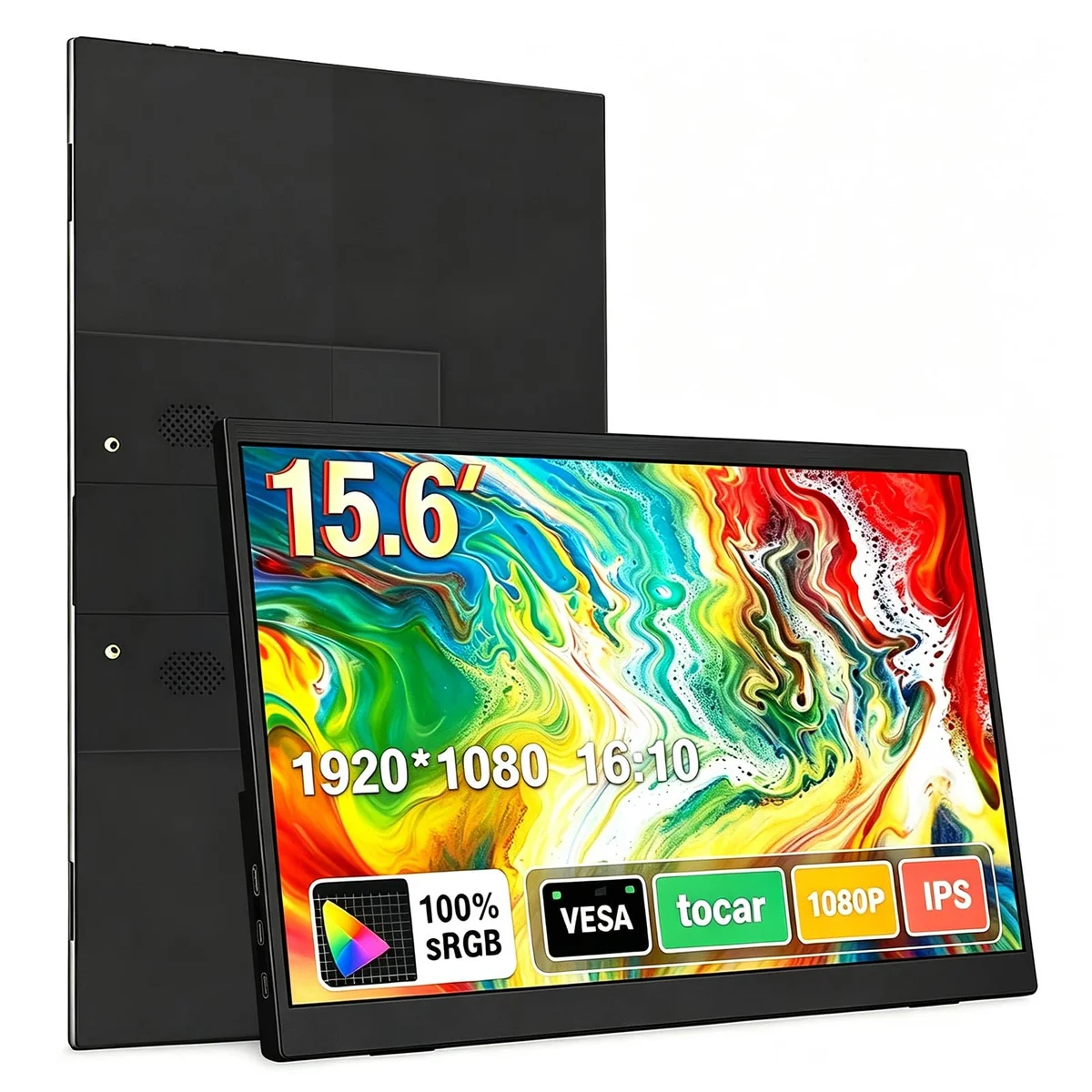 Monitor portátil de 15,6 polegadas, conectividade USB-C e HDMI, resolução Full HD 1080p, falantes integrados