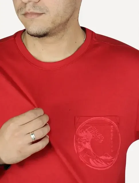 Camiseta Reserva Masculina Estampada Selo Onda Vermelha