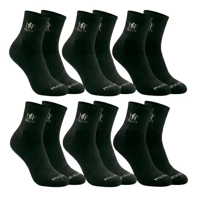 Kit 6 Pares Meia Cano Médio Polo Fit