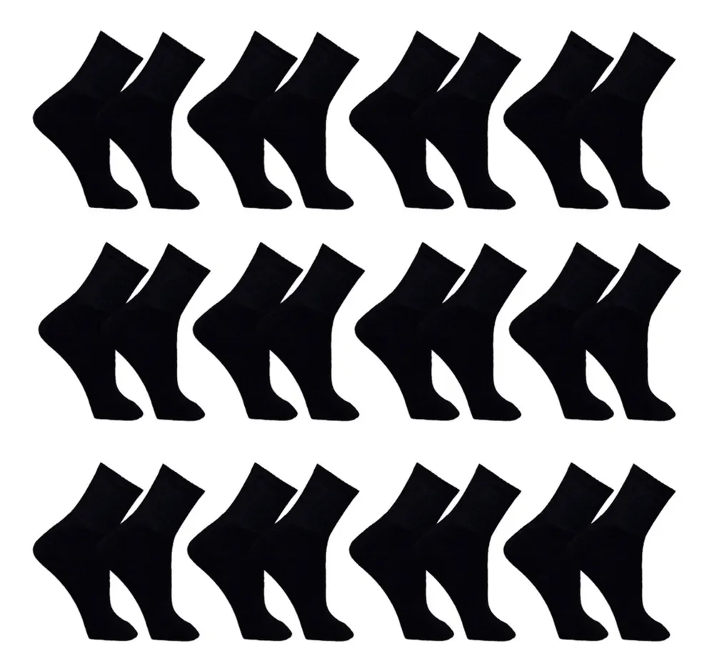 Meia Masculina Kit 12 Pares Cano Alto Longo Sport Preta