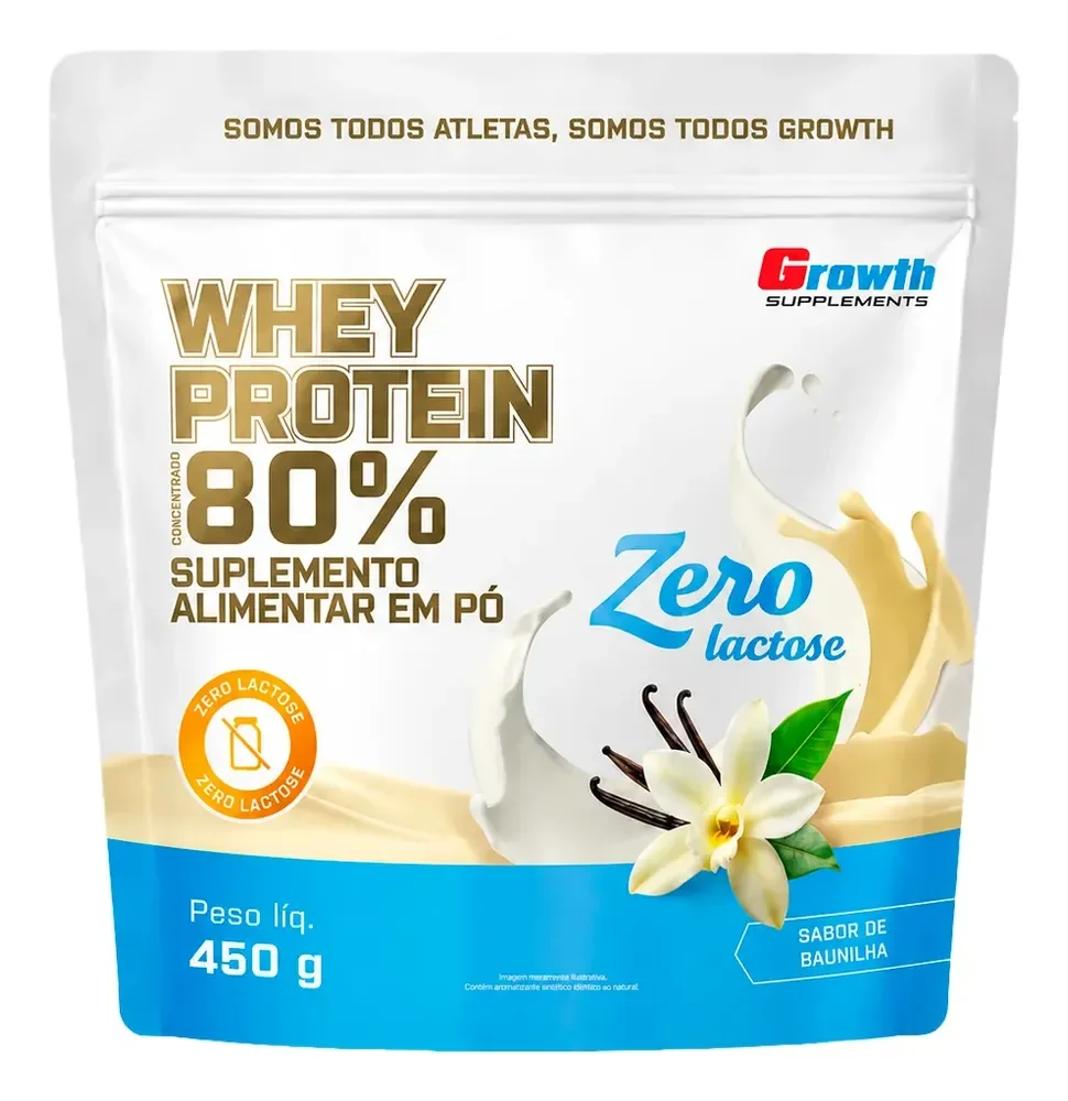 GROWTH ZERO LACTOSEEE 💪🏼🔝 Whey Protein Concentrado Zero Lactose 450gr - Growth Baunilha