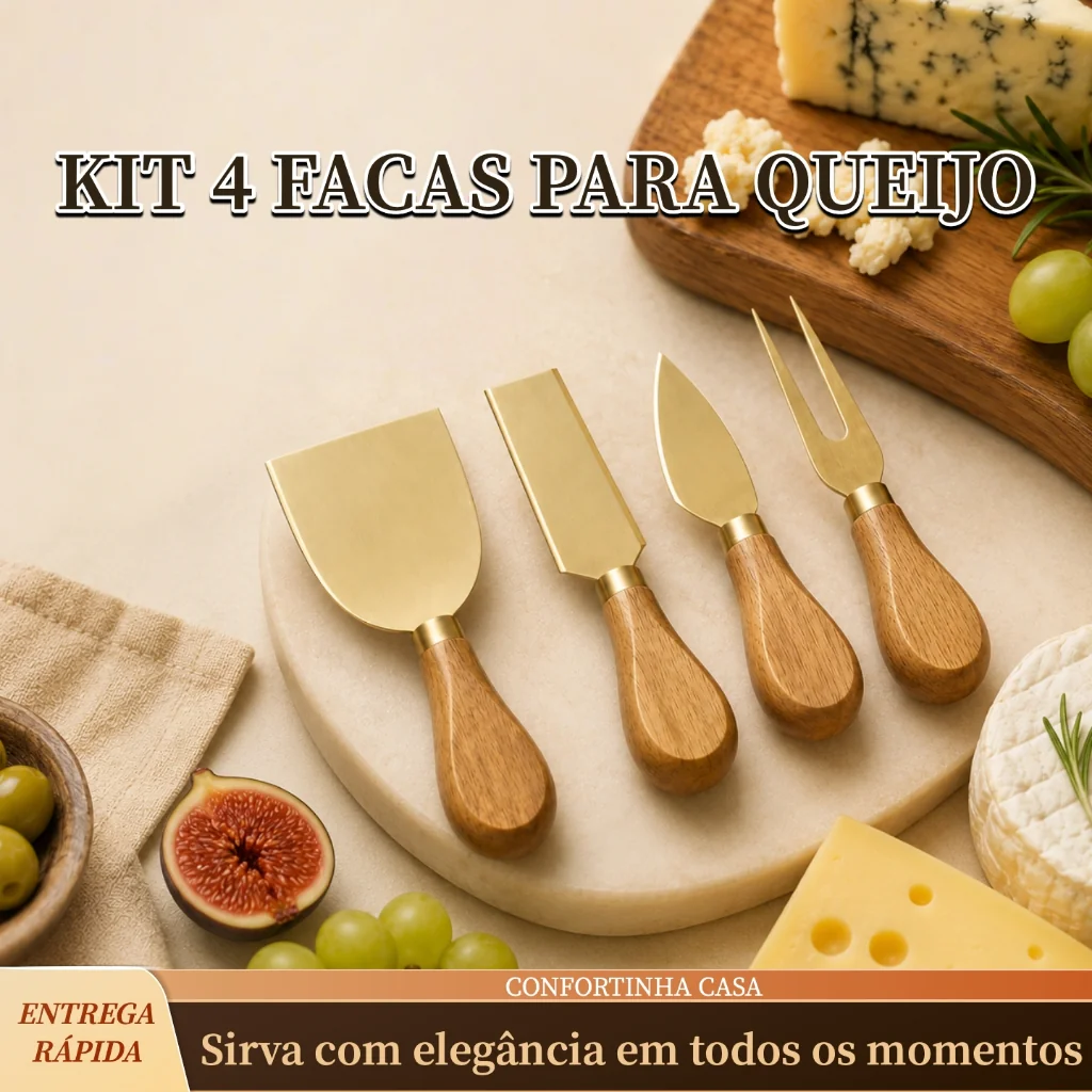 ✨Kit 4 Facas Para Queijo