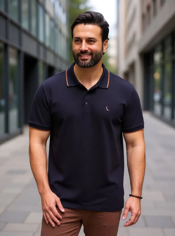 Masculino Reserva Polo Enxuto Friso Unico Preto Liso G