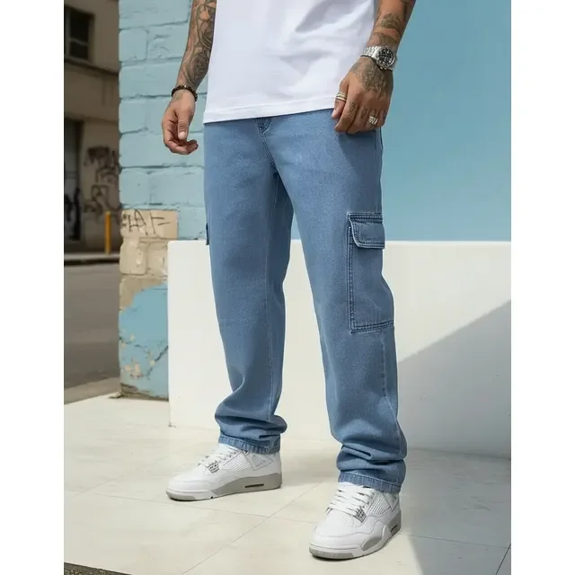 ⚫️ Calça Cargo Masculina Jeans Bolso Lateral Street Cordão Top