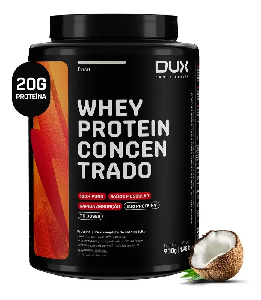 ✨DUX HUMAN HEALTH Whey Protein Concentrado Suplemento 900g Sabor Coco✨️
