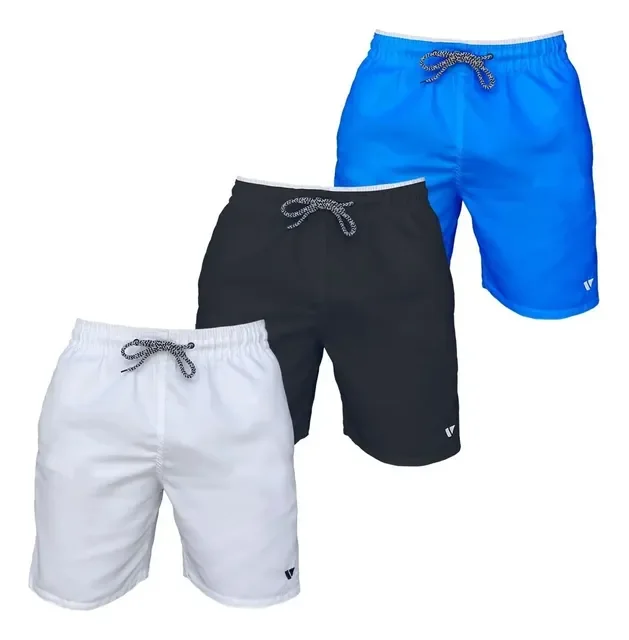 Kit com 3 Bermudas Lisas Voker