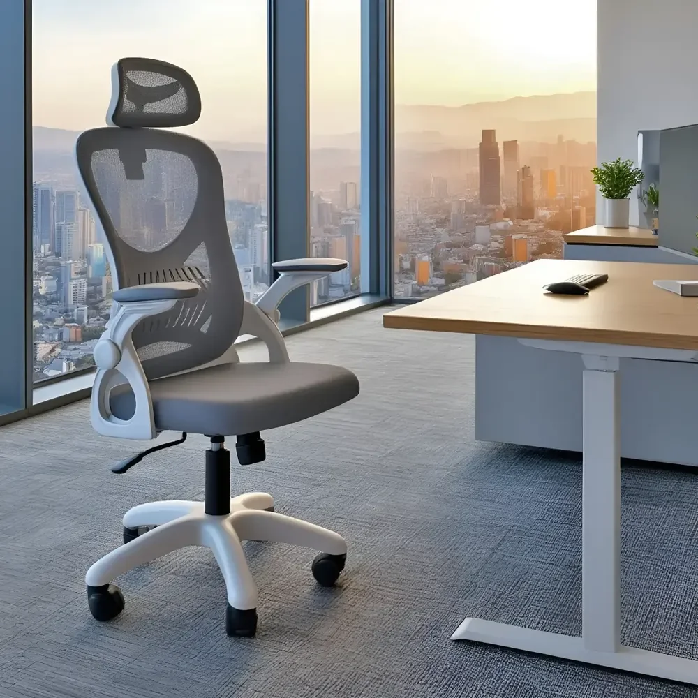 Cadeira De Escritório Columbus Presidente Ergonômica Cinza Mesh