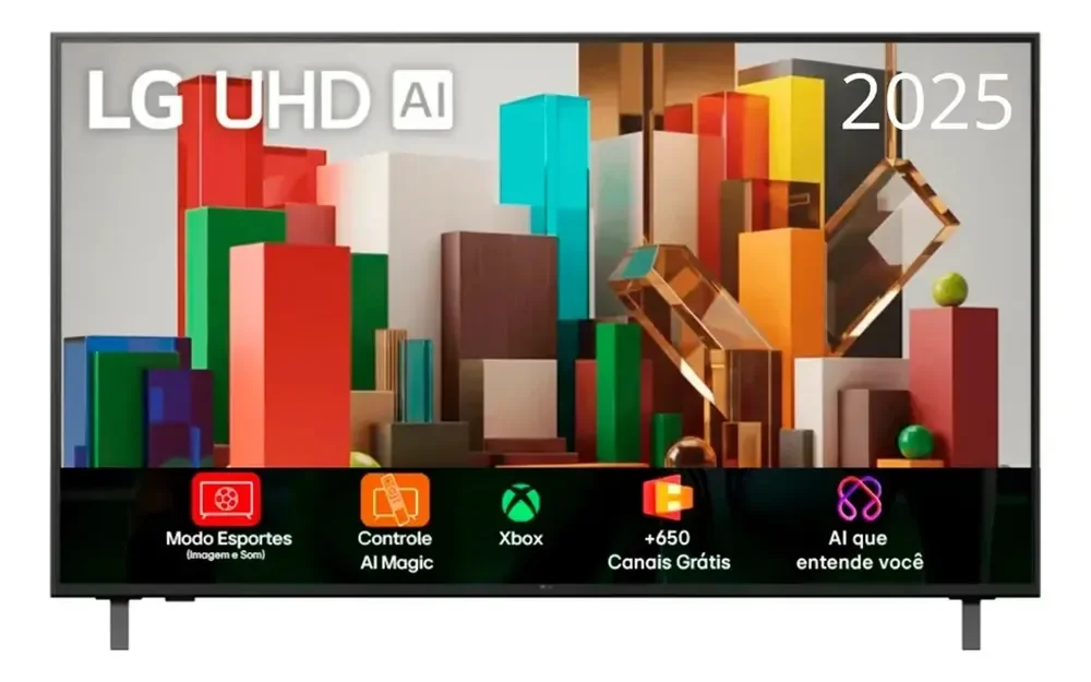 Smart TV Profissional 4K 43" LG UHD 43AU801 Processador α7 AI Ger8 Super Upscaling Google Cast Alexa Integrado Controle AI Smart Magic WebOS 25