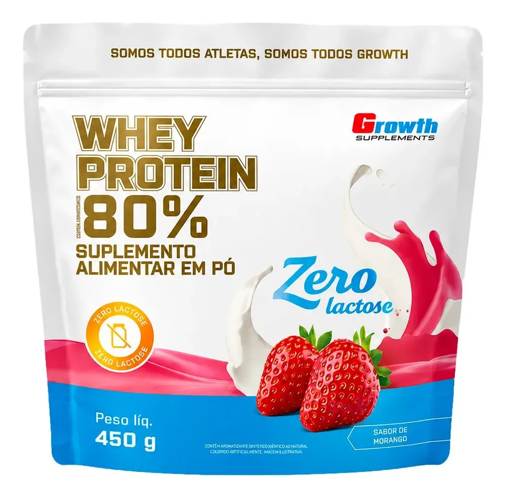 ✨Whey Protein Concentrado Zero Lactose 450gr - Growth Morango✨️