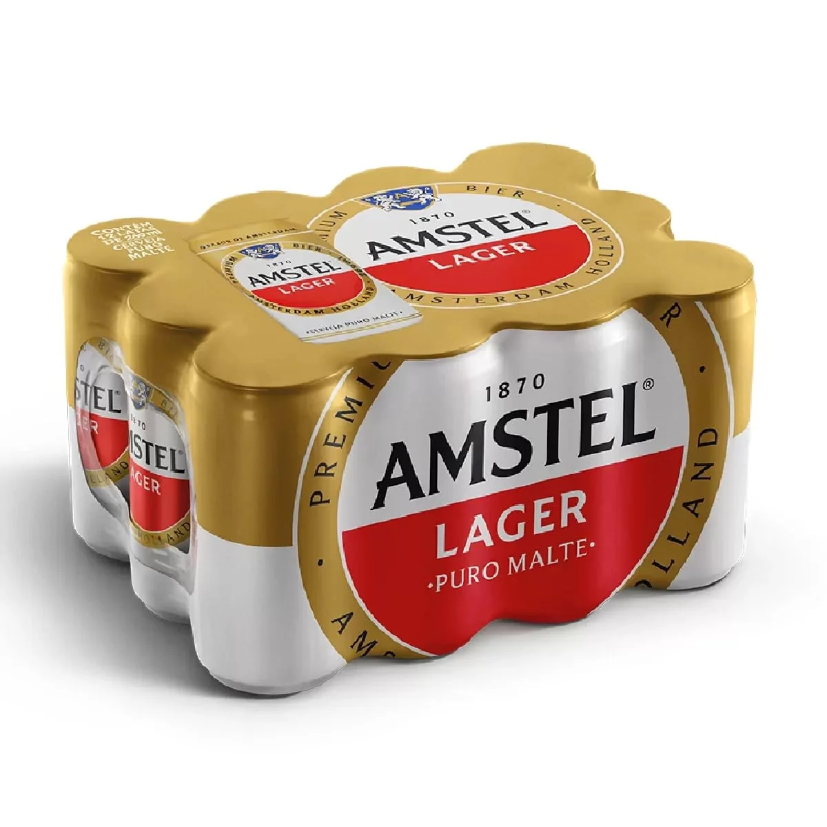 🛒Amstel Cerveja Lager Puro Malte, Lata 269ml Pack 12 Unidades