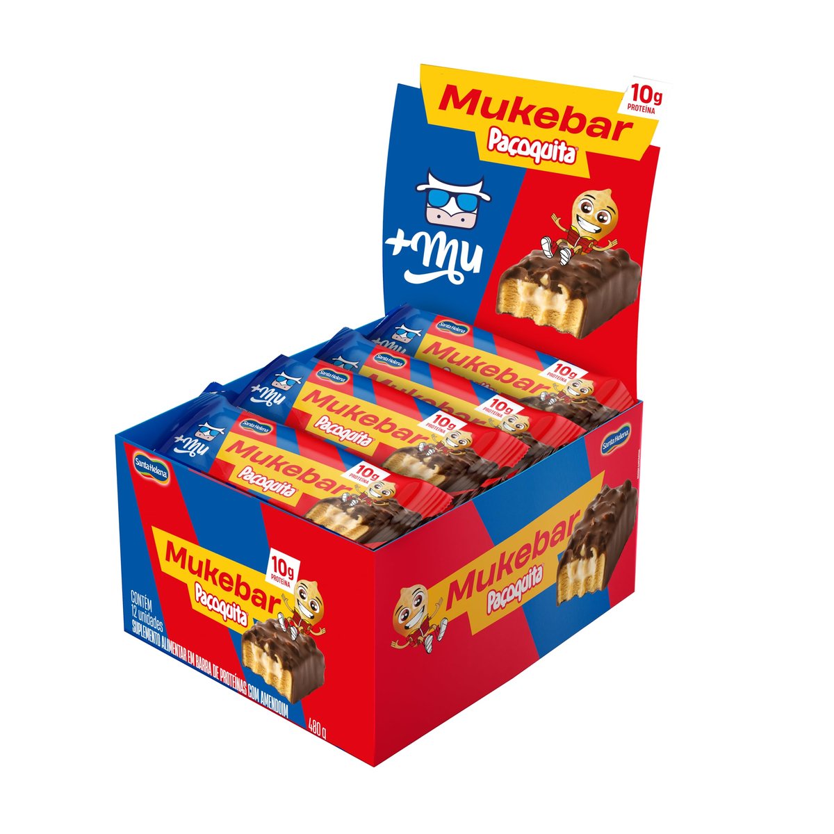 ✨Barra Proteina +Mu Mukebar 40g Sabor Paçoquita - 12 Unidades✨️