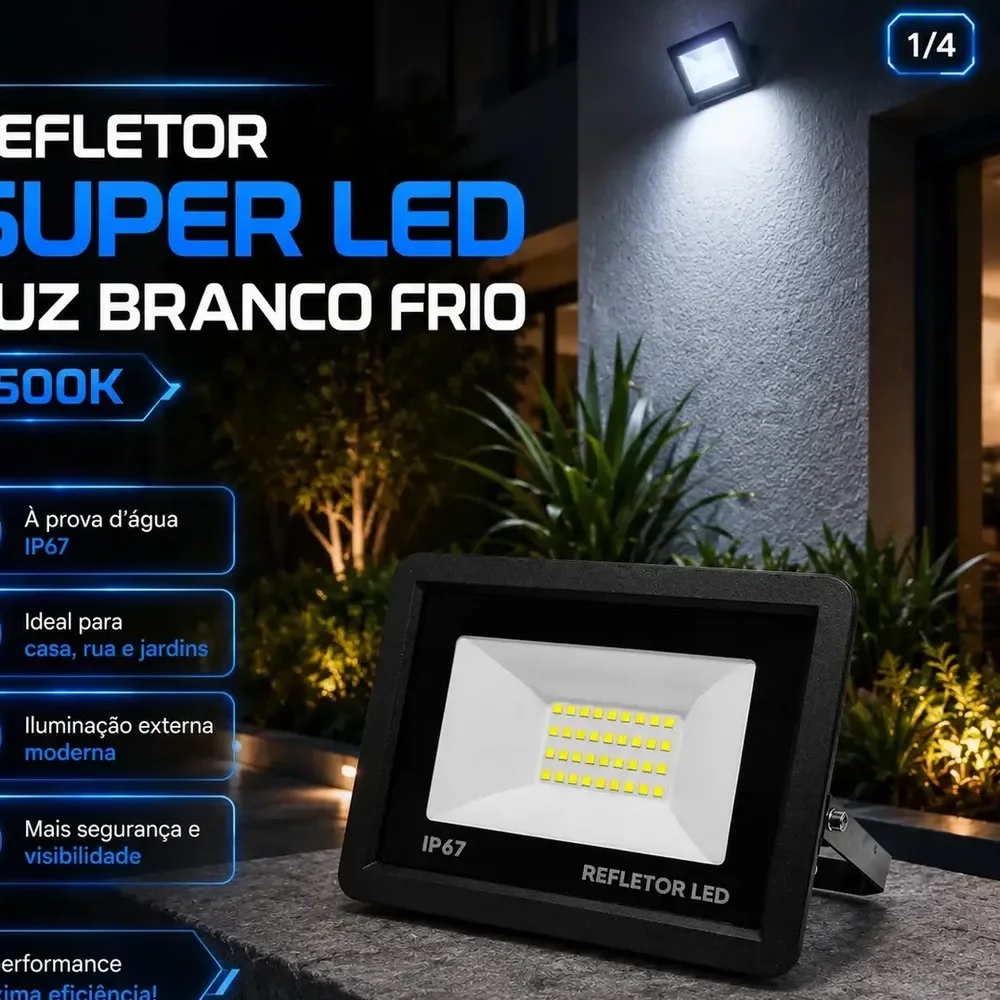 Kit 4 Refletores Super Led 200w Prova D'água Branco 127/220v