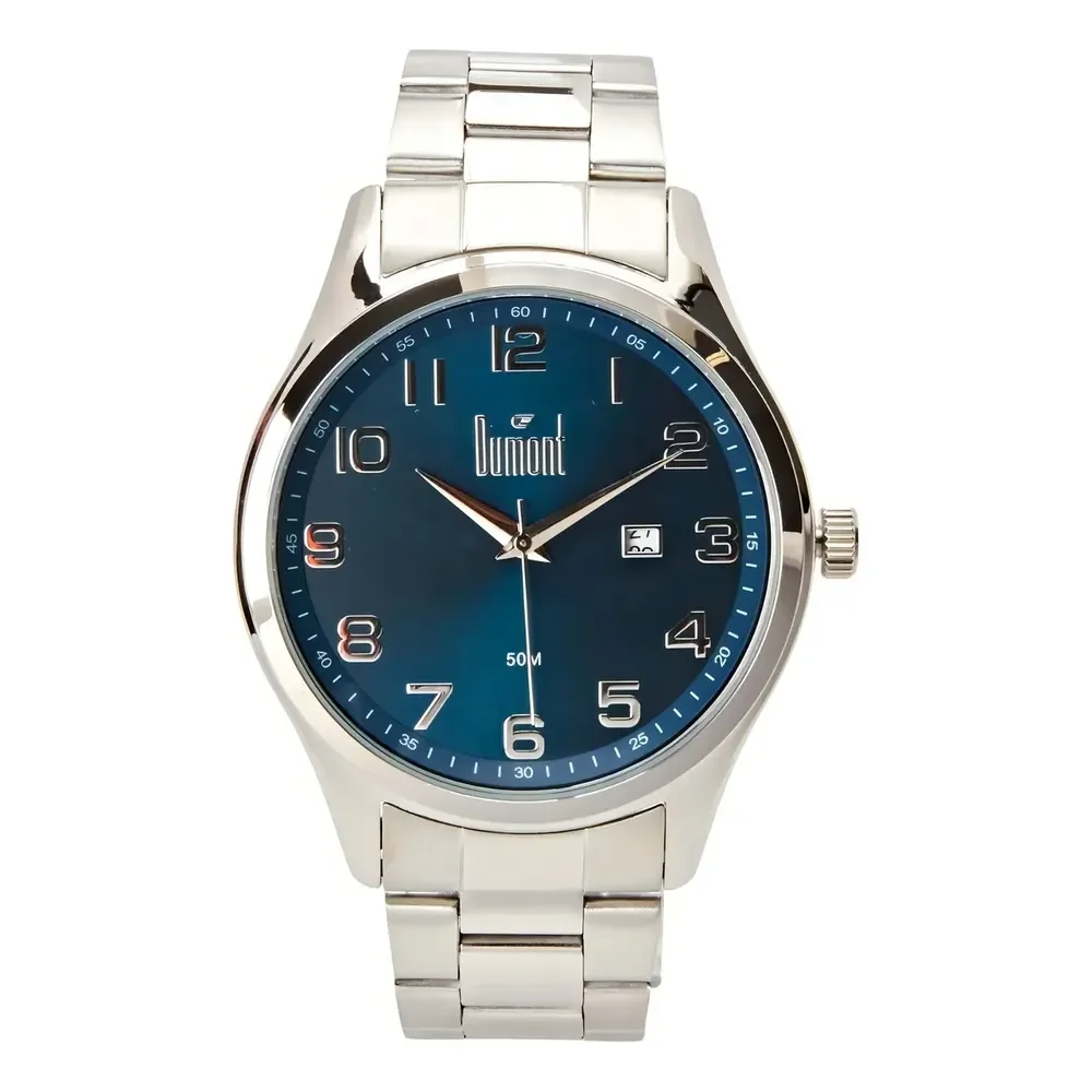 Relógio Berlim Prata e Azul Masculino Dumont