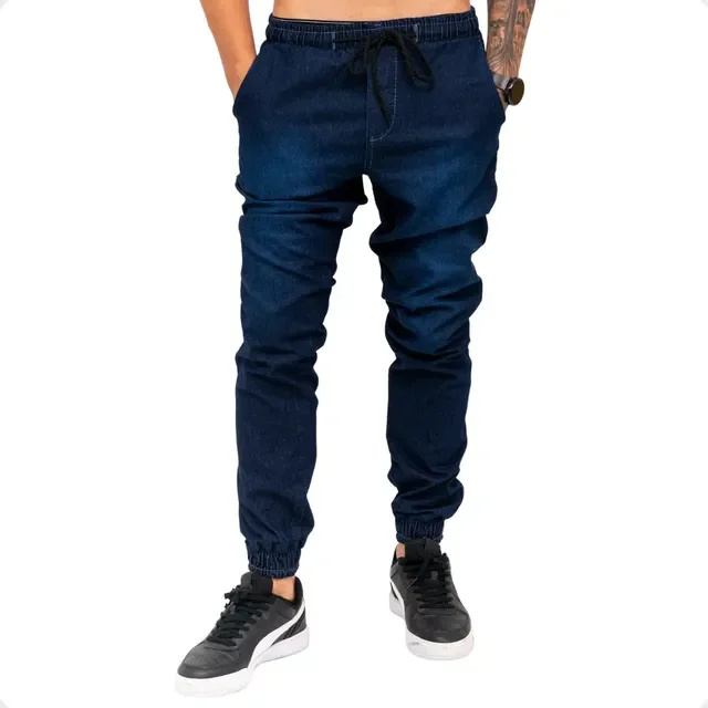 ⚫️ Calças Jeans Camuflada Masculina Jogger Com Punho Elastico