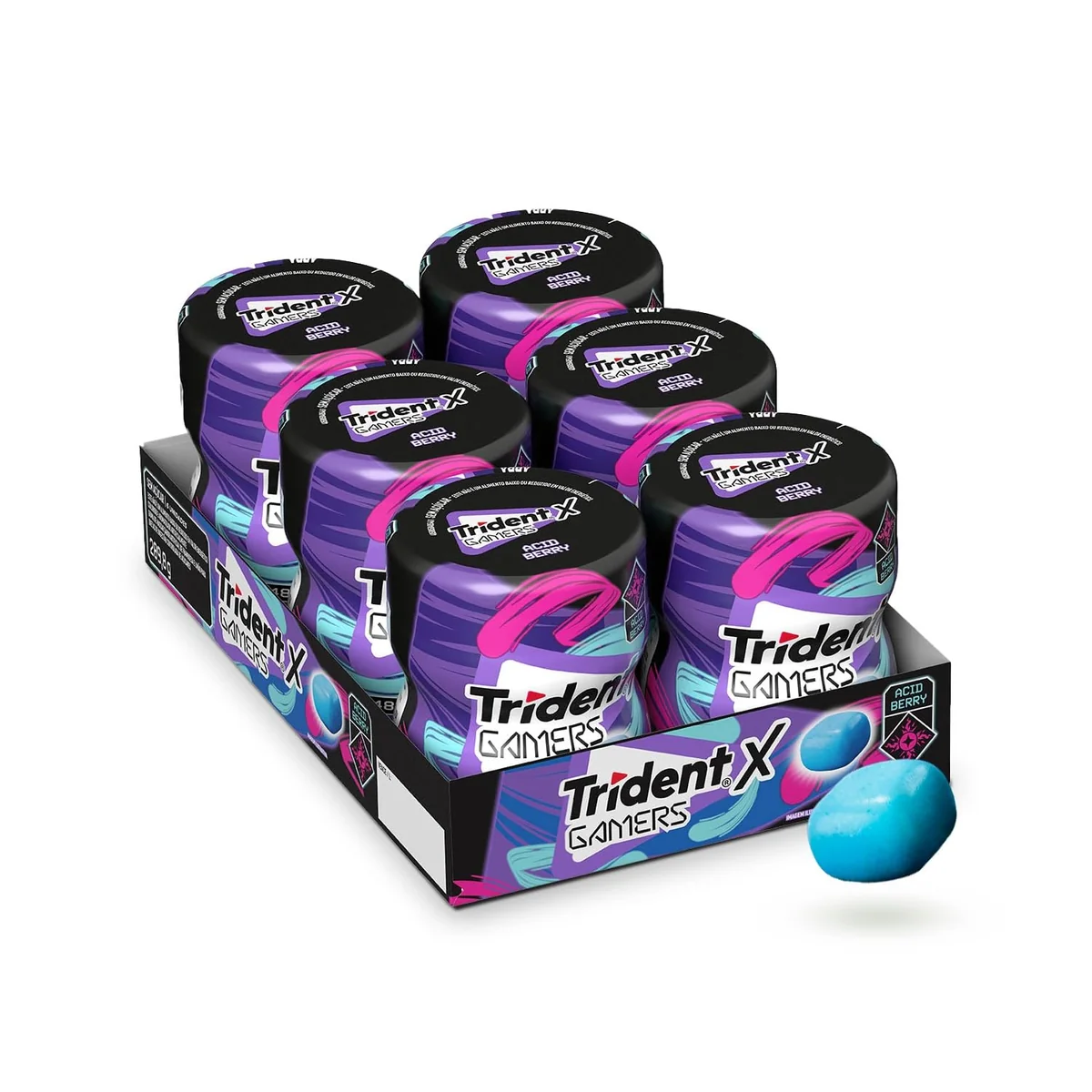 🔥Chiclete Trident X Gamers Acid Berry - 6 Unid