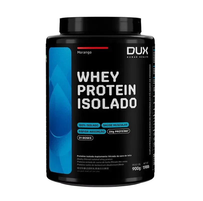 ✨Whey Protein Isolado Dux Nutrition - Pote 900g Sabor Morango✨️