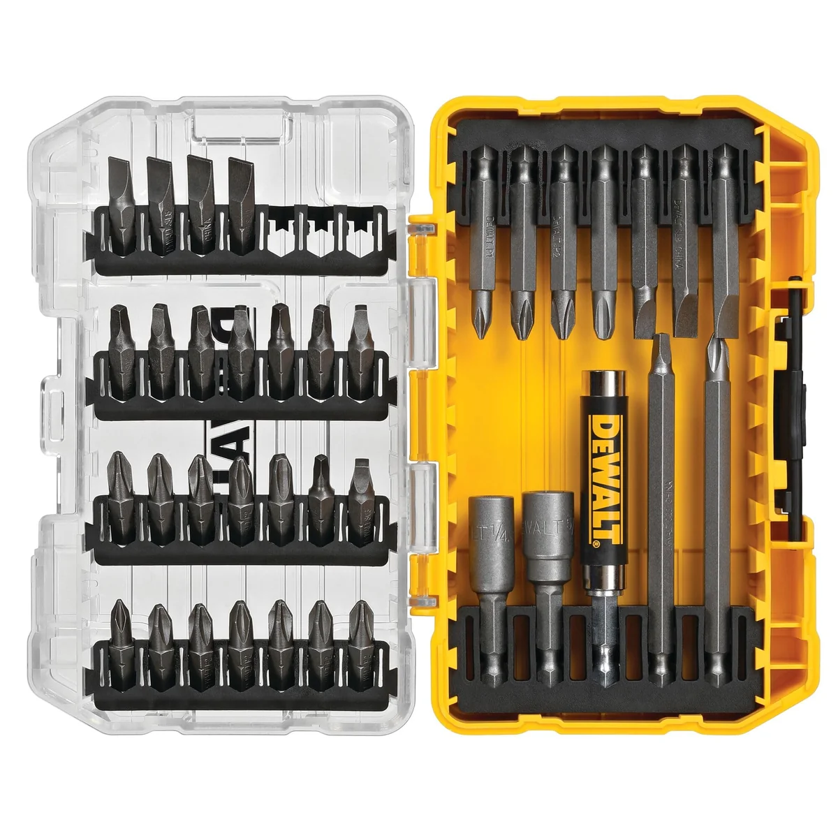 Dewalt Jogo de Chaves para Parafusar 37 Peças, com Estojo, Pontas Phillips, Fenda e Quadrada, Modelo DW2163