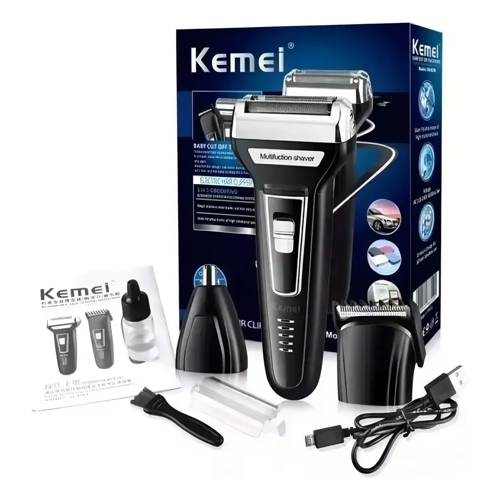 Barbeador E Cortador De Cabelo 3 Em 1 Kemei