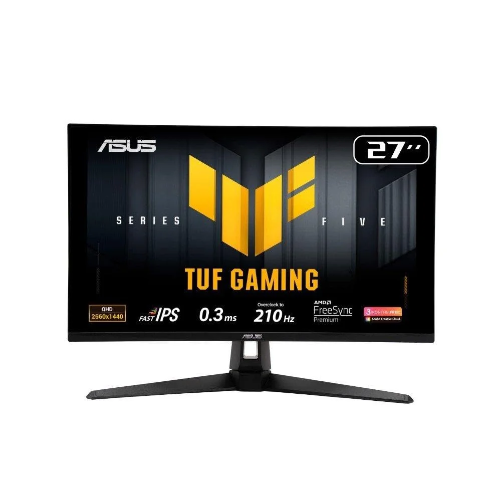 Monitor Gamer ASUS TUF 27", QHD, 210Hz, 0.3ms, IPS, G-Sync Comp, Ajuste de ângulo, Som Integrado