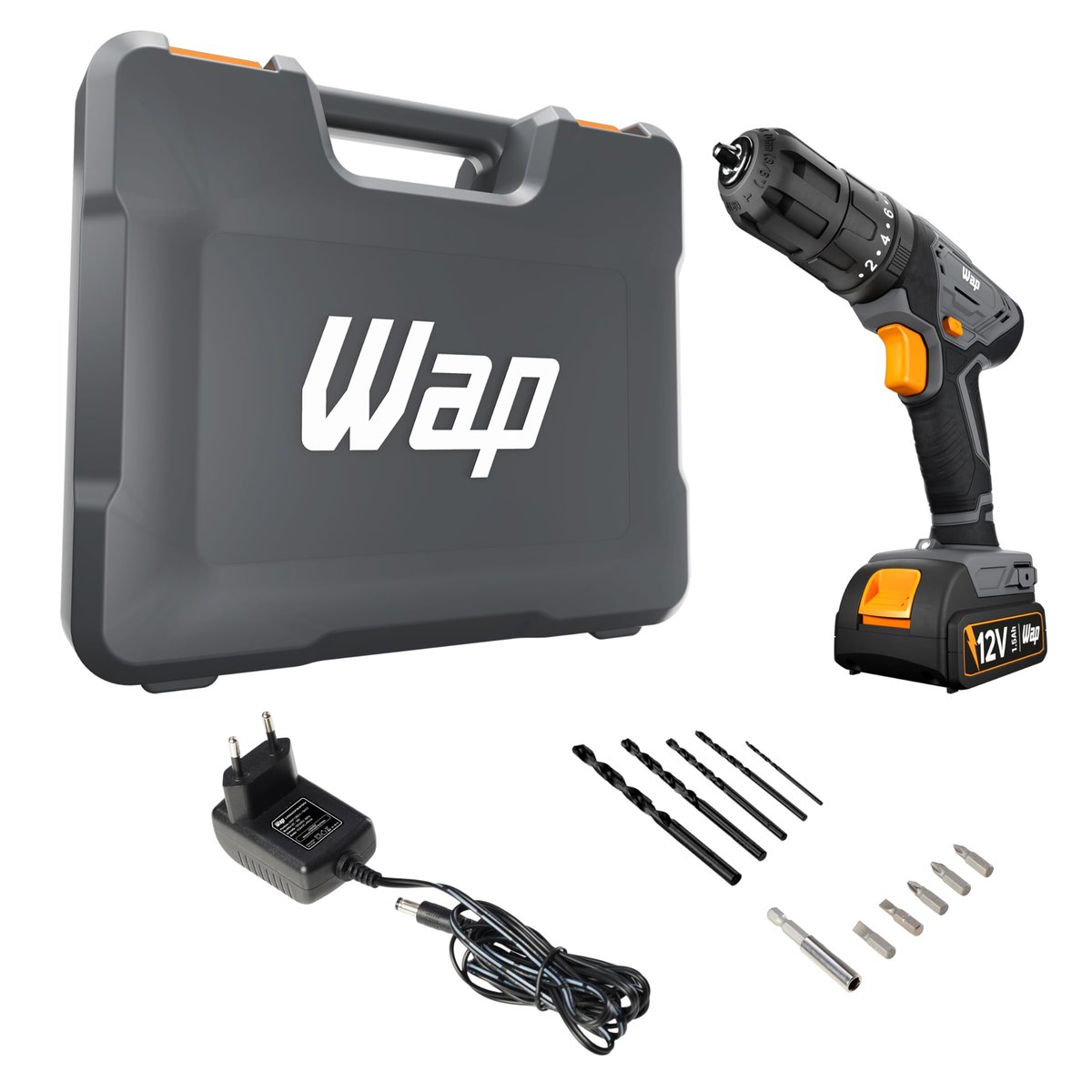 WAP Parafusadeira Furadeira de Impacto à Bateria WF 12K4.2 com e Kit Acessórios e Maleta