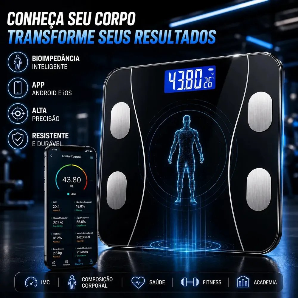 Balança Digital Bluetooth Inteligente 140kg