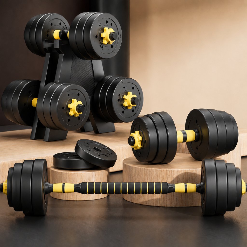 Kit Halter Ajustável 3 em 1 + Barra Longa Academia em Casa Musculação + Ebook