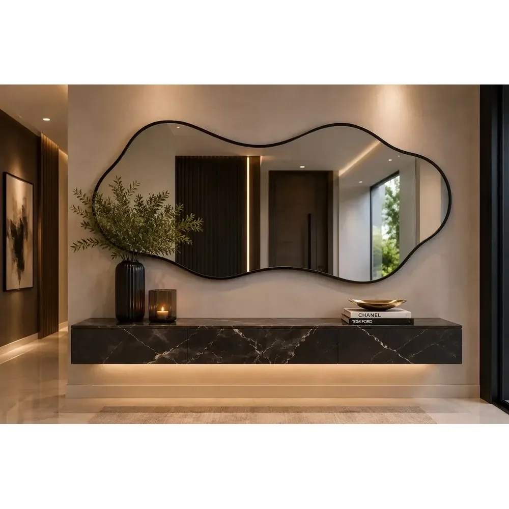 Espelho 100x50 Orgânico Corpo Inteiro Grande Moldur Caramelo