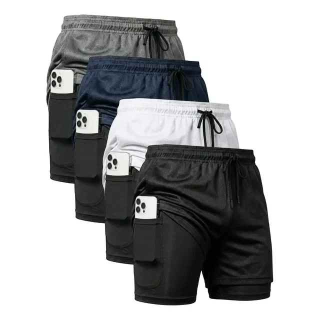 Kit 4 Shorts 2 Em 1 Duplo Dryfit