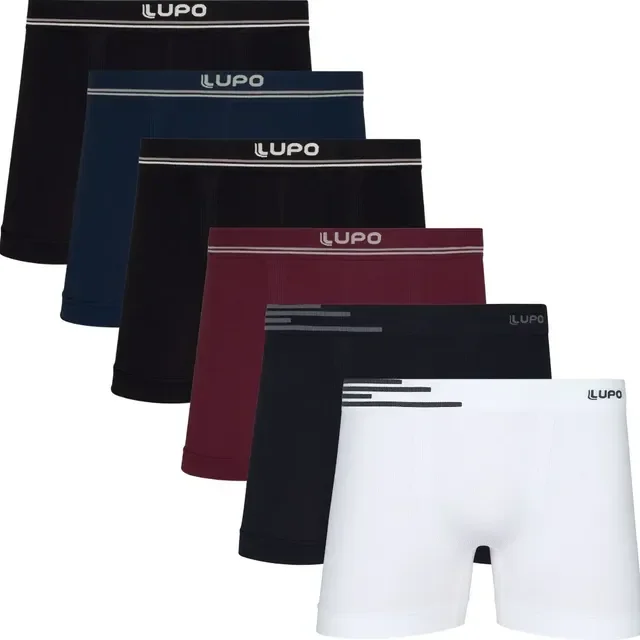 Kit com 6 Cuecas Lupo Boxer Box Microfibra