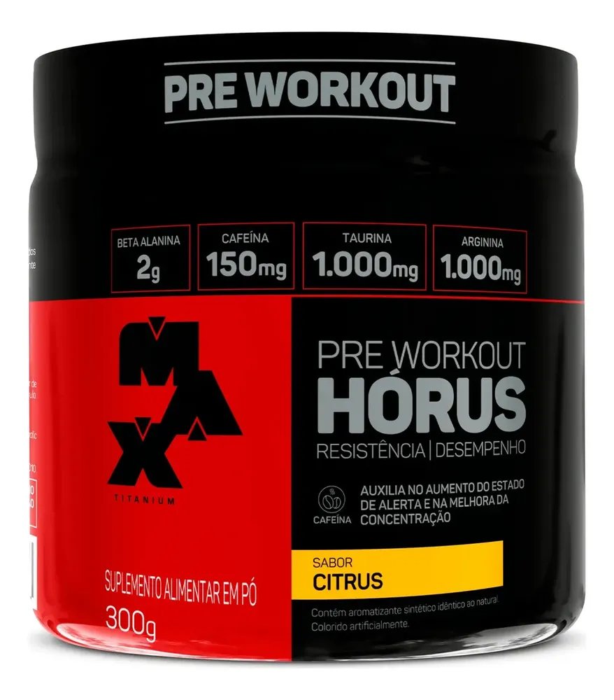 Pre Treino 300g Horus Max Titanium Citrus Energia E Foco