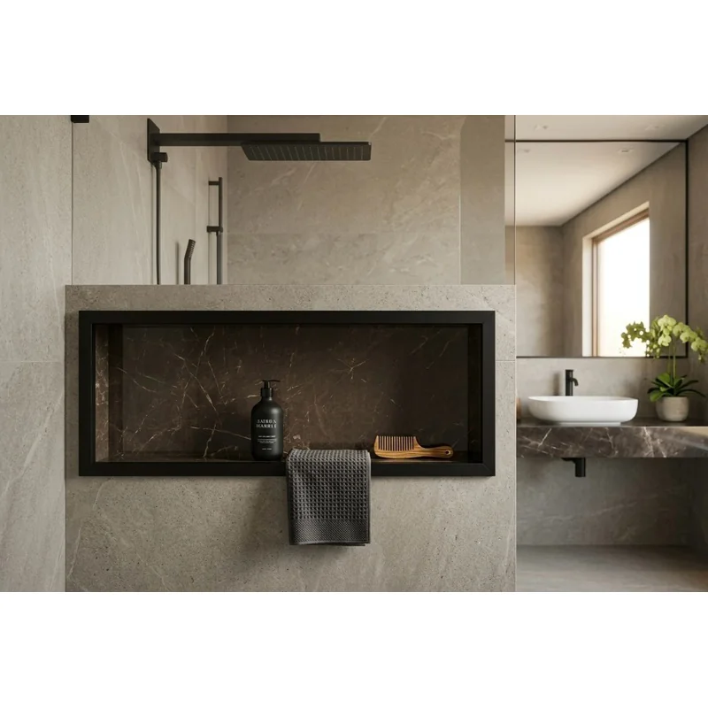 NICHO  DE  PORCELANATO PARA BANHEIRO 80x35 CM DE EMBUTIR NA PAREDE PORTA SHAMPOO