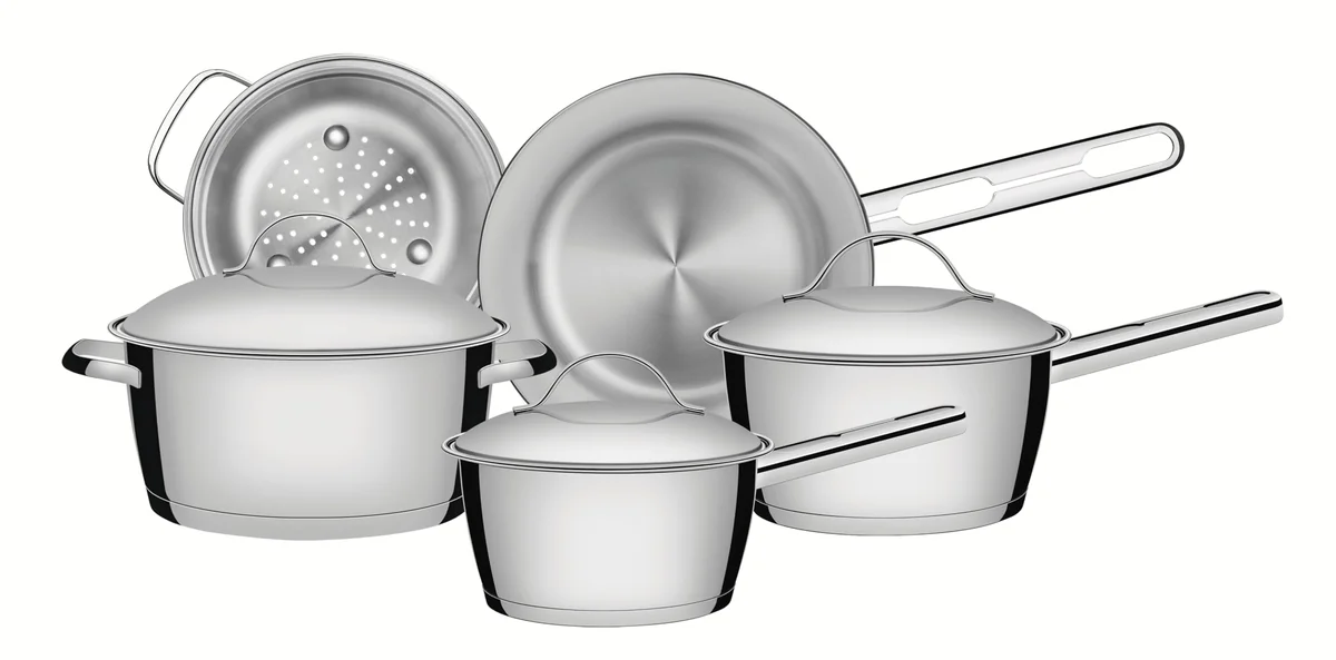 ✨Jogo de Panelas com Fundo Triplo 5 Peças Tramontina Inox✨️