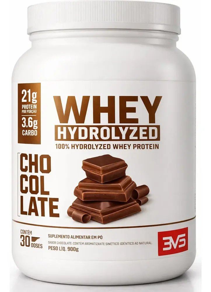 ✨100% Whey Hidrolisado 900g Sabor Chocolate - Fórmula Exclusiva com Máxima Absorção e Concentração - 21g de Proteína por dose✨️