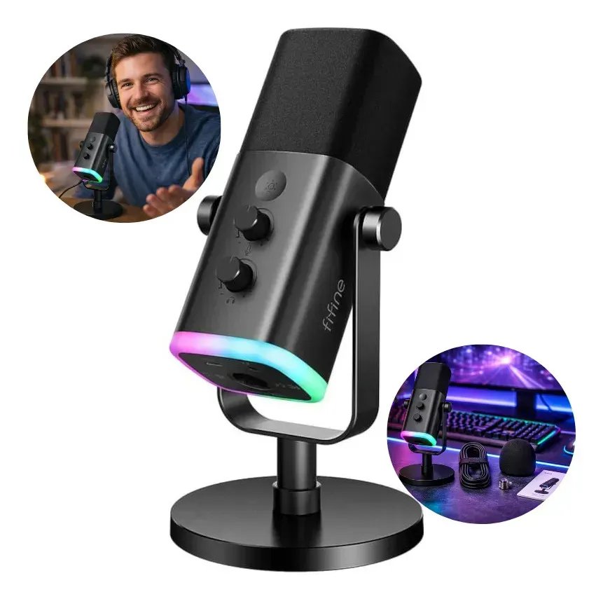 Microfone Fifine Usb/xlr Am8 Dinâmico Cardioide cor preto