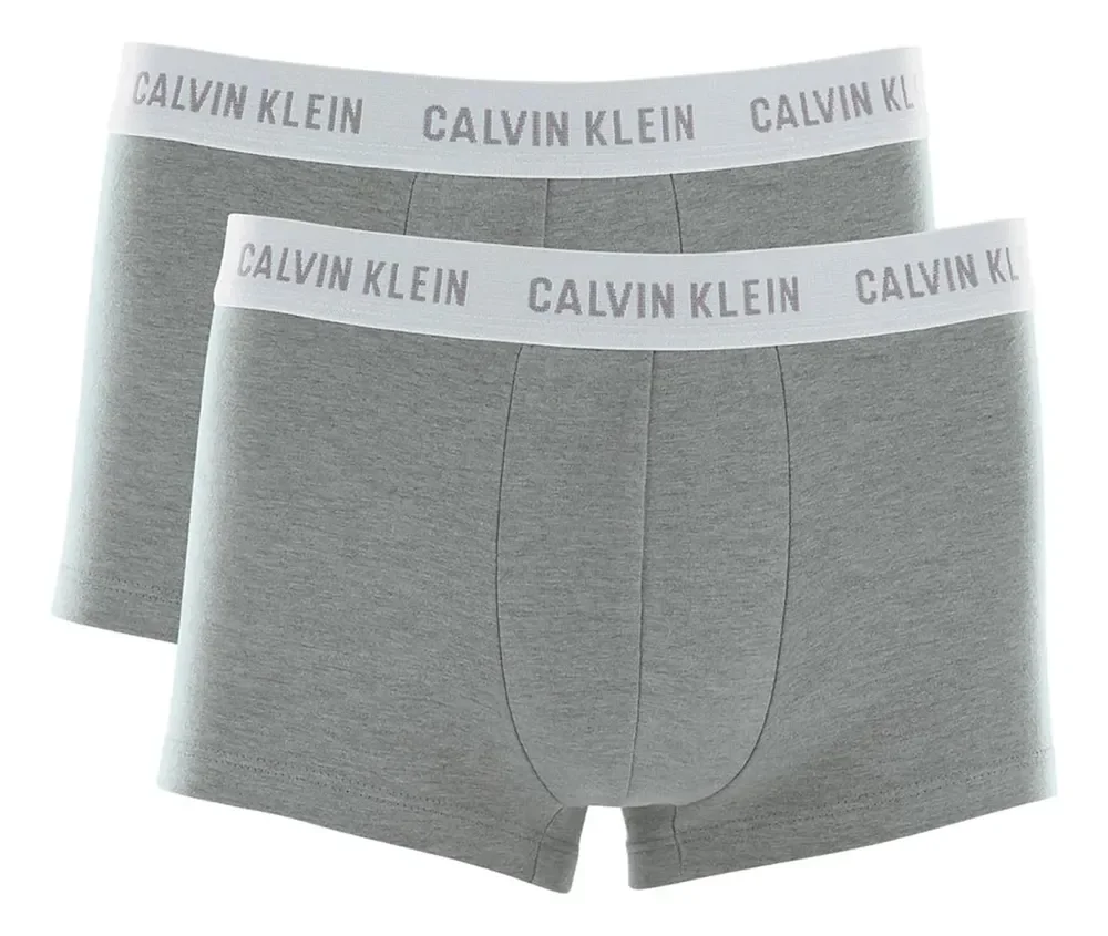 Kit 2 Cuecas Boxer Algodão Cotton Confortável Calvin Klein Cinza Liso Gg