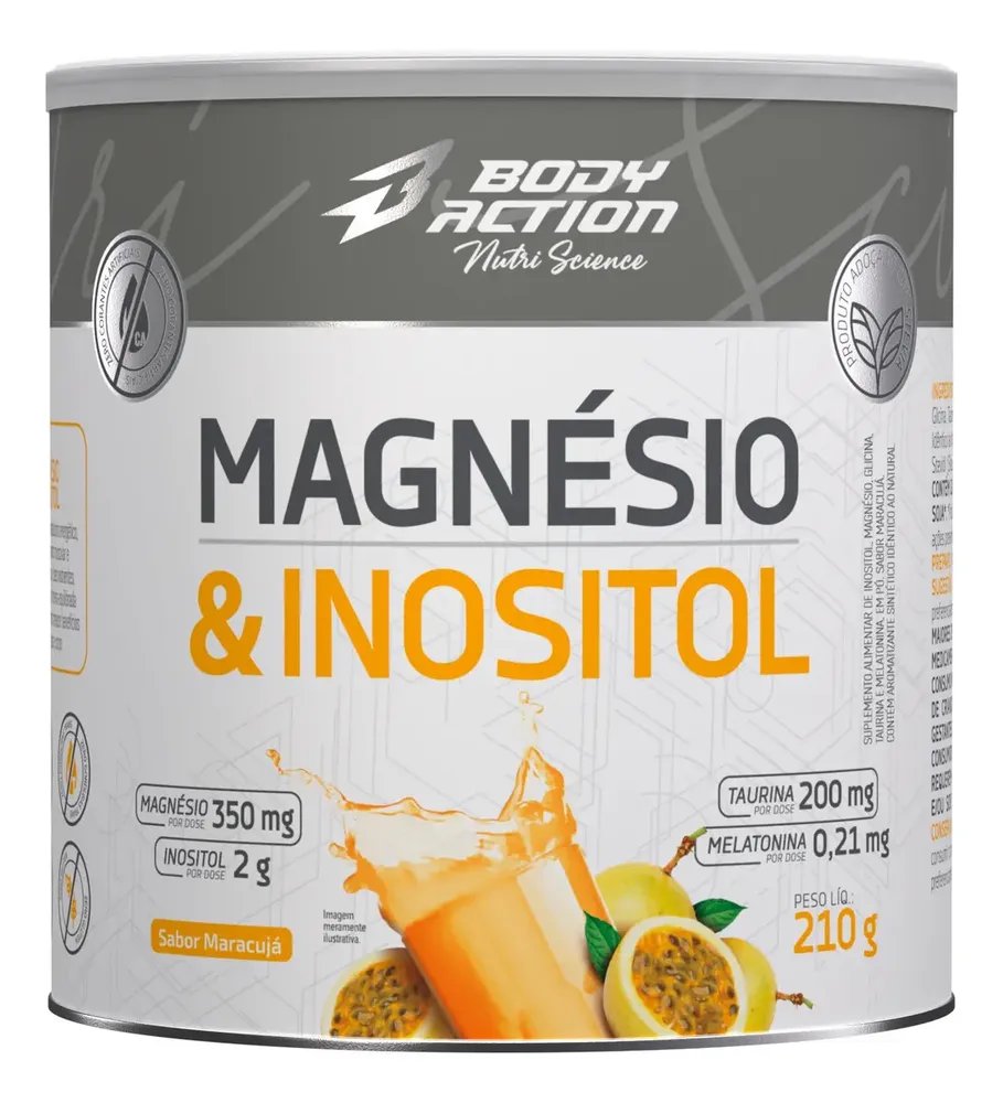 PRA DORMIR MELHOR 😴 Mineral/Vitamina Bodyaction Nutri Science Magnésio E Inositol Taurina Melatonina 210g em pó sabor Maracujá x 210g