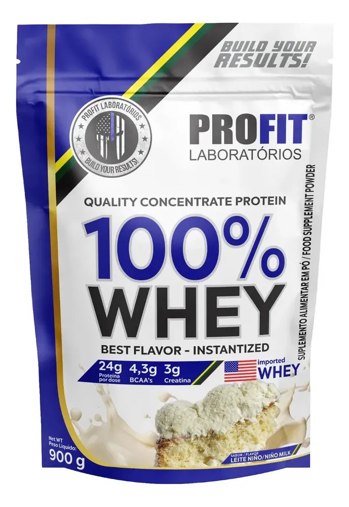 Whey Protein Profit 100 Quality Concentrate Em Po Sabor Leite Nino X 900g