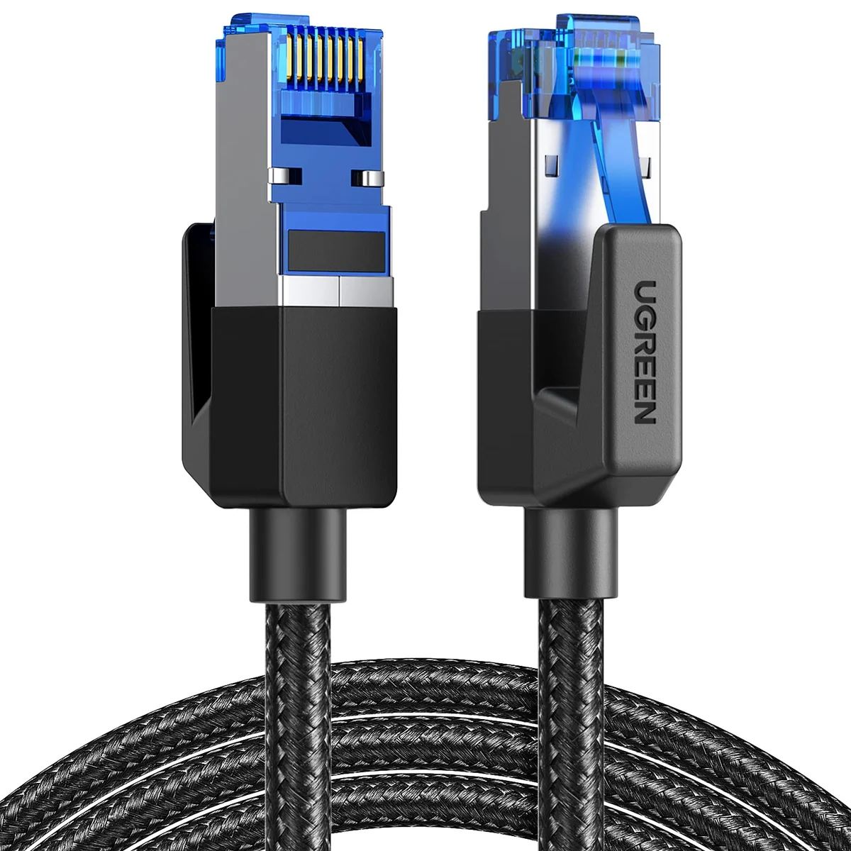 UGREEN Cabo Ethernet Cat 8 6 pés, cabo de rede trançado de alta velocidade 40 Gbps 2000 MHz Cat8 RJ45 Cabos LAN blindados para serviços pesados internos compatíveis para jogos PC PS5 Xbox Mod