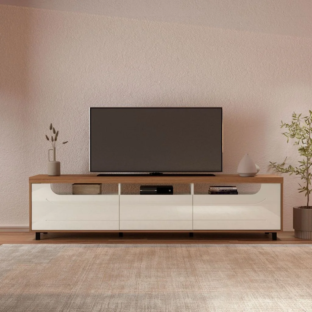 ✨Rack para TV até 75 Polegadas com Gaveta Nichos e Portas com Amortecedor