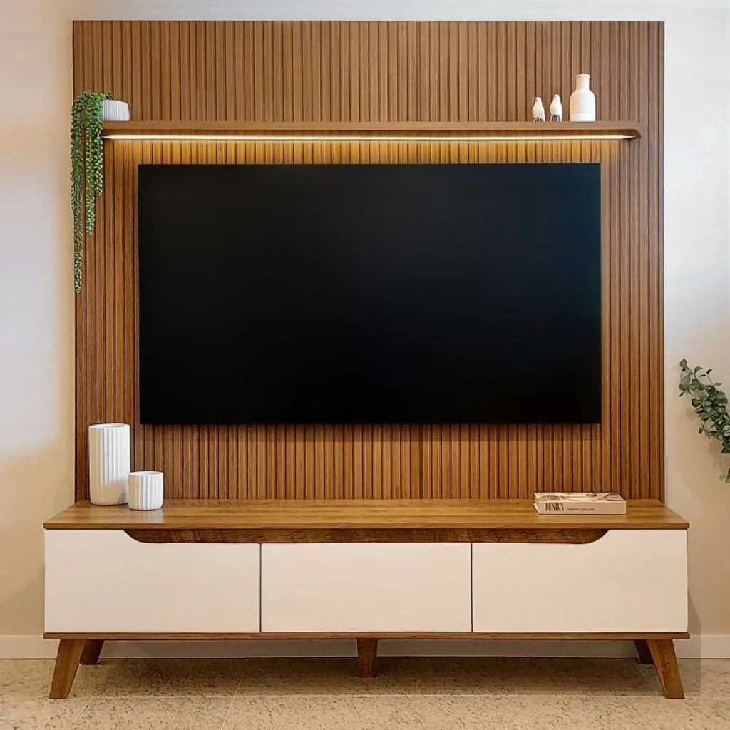 ✨Rack com Painel Ripado para TV até 75 Polegadas com LED MDF